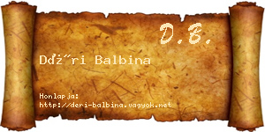 Déri Balbina névjegykártya